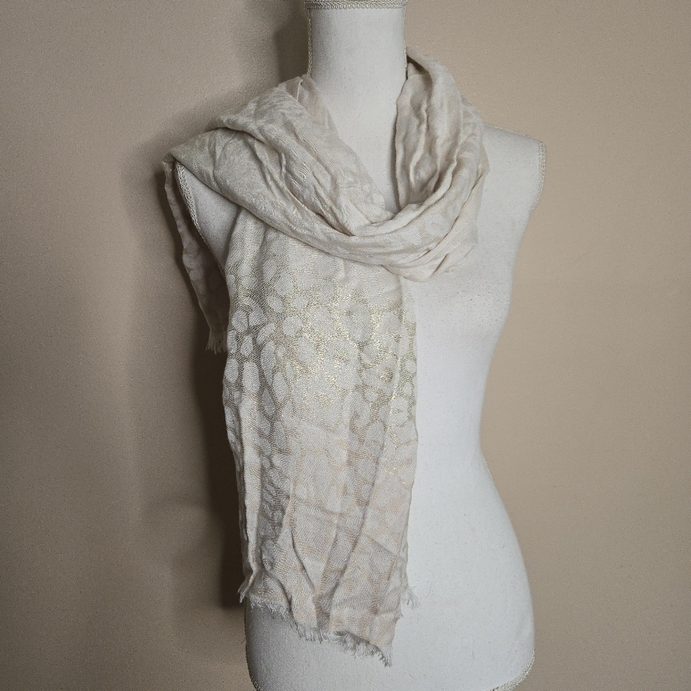 Calvin Klein Leopard Print Metallic Scarf